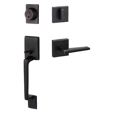 Sure-Loc Hardware Sure-Loc Hardware Coronado Handleset with Square Thumb Turn, Basel Square Handleset Trim, Vintage Bronze CN507-S-BS-SQ 11P